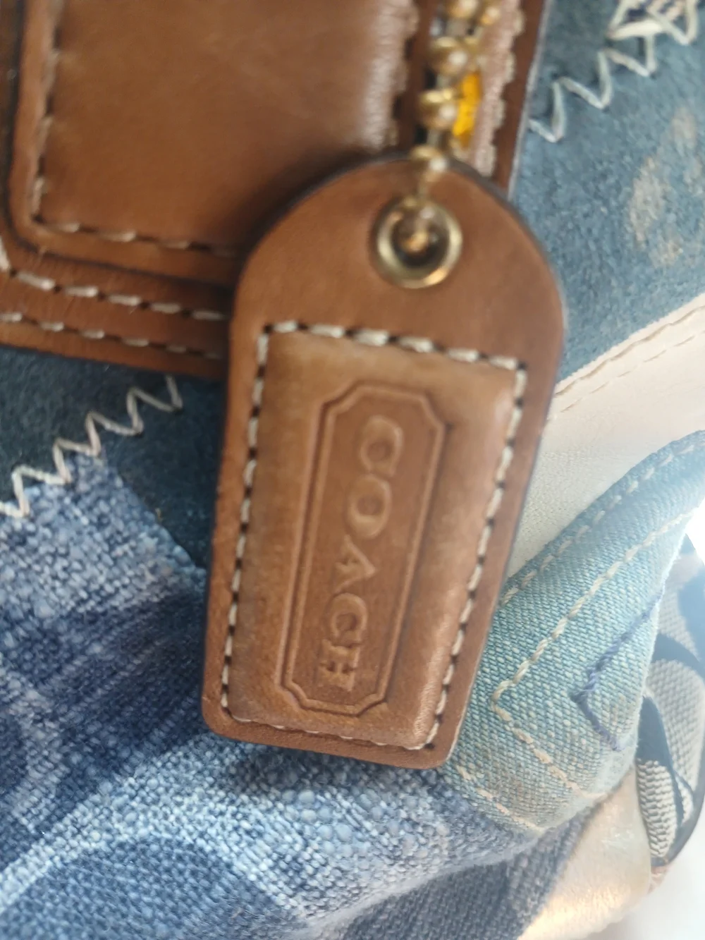 Coach patchwork Denim & Tan Leather Shoulder Bag - Picture 5 of 5